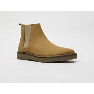 Zara Men Chelsea Ankle Boots Split Suede Leather Beige Size US 6 New 2001/820